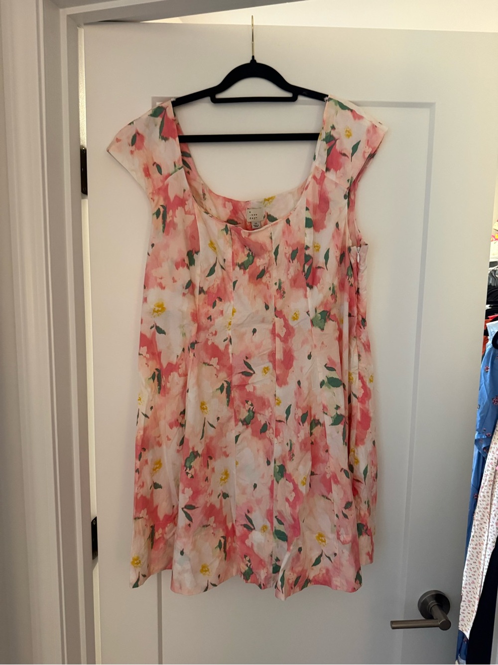 a new day Pink Floral Cap-Sleeve Tunic Top